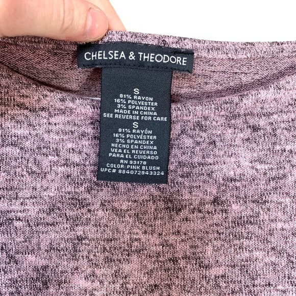 Chelsea & Theodore Mauve Marled Twist Hem 3/4 Sleeve Top Size Small - Picture 6 of 12